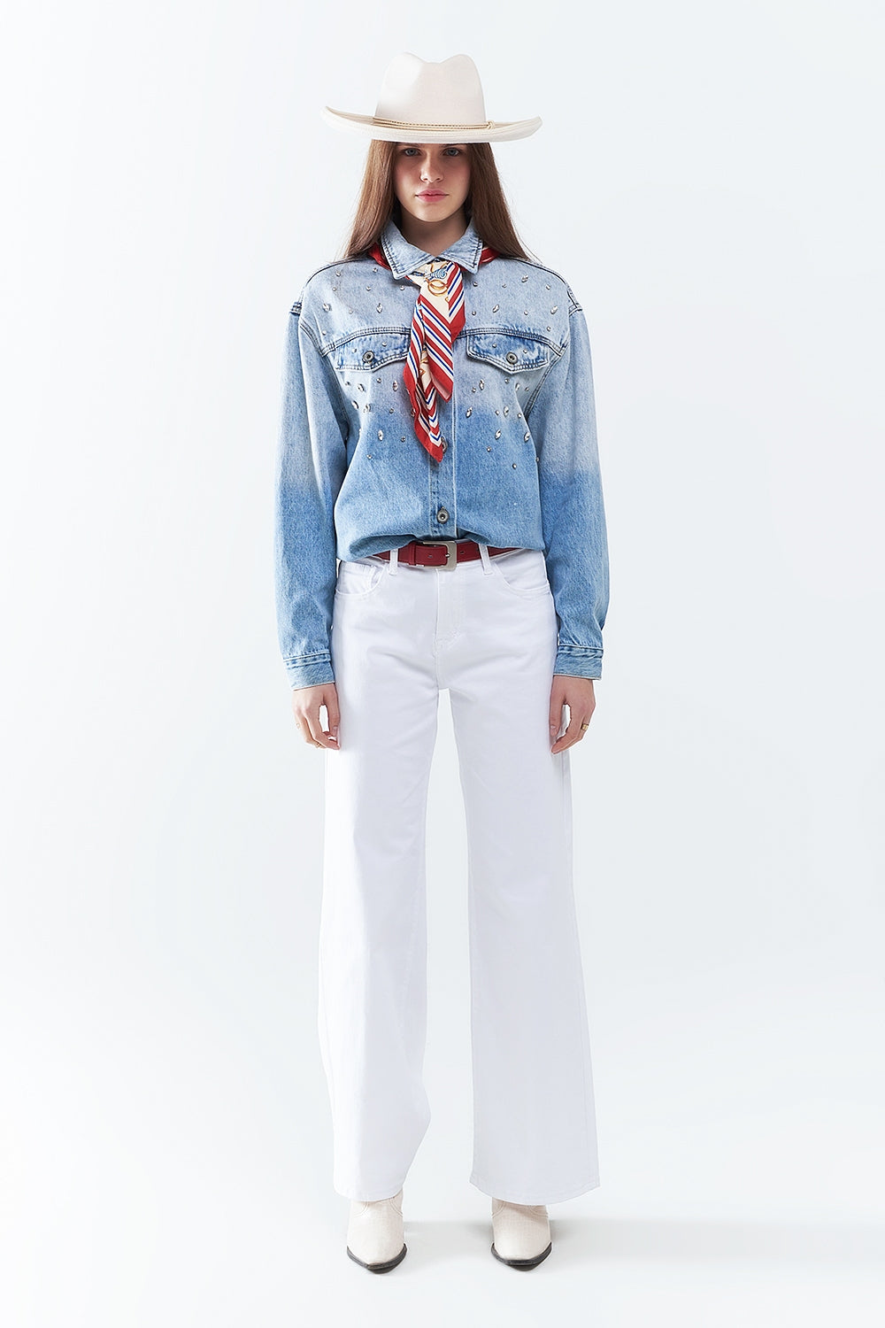 White Straight Pants wide leg - Coloured Jeans