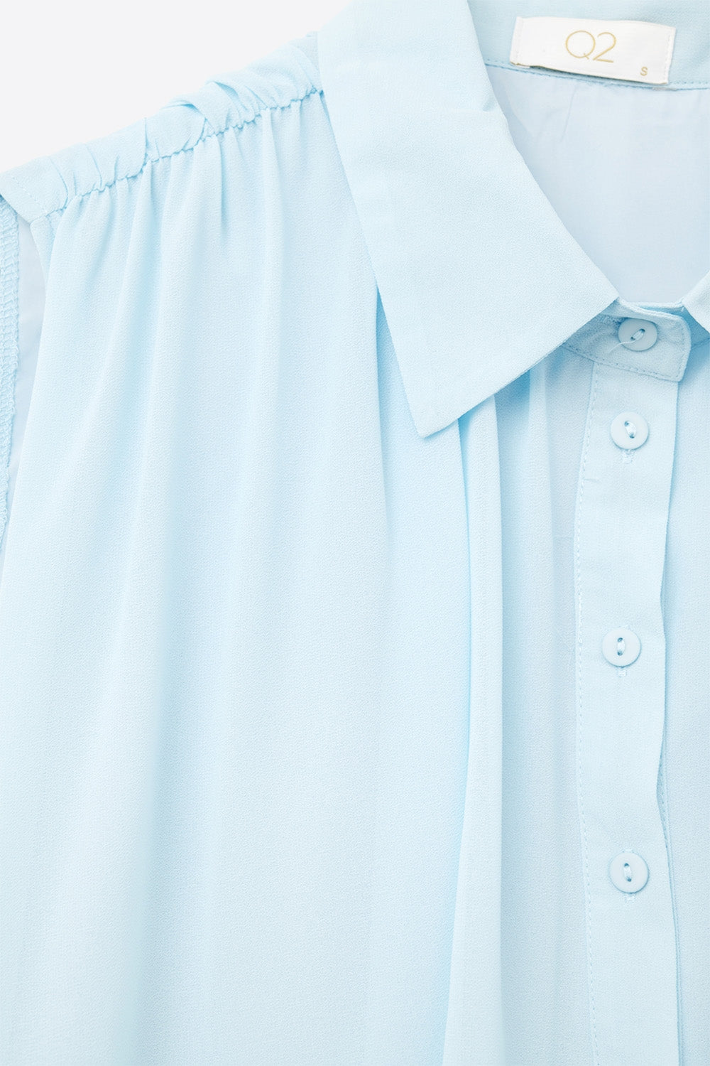 baby blue chiffon blouse with pleats at the hem - Shirts