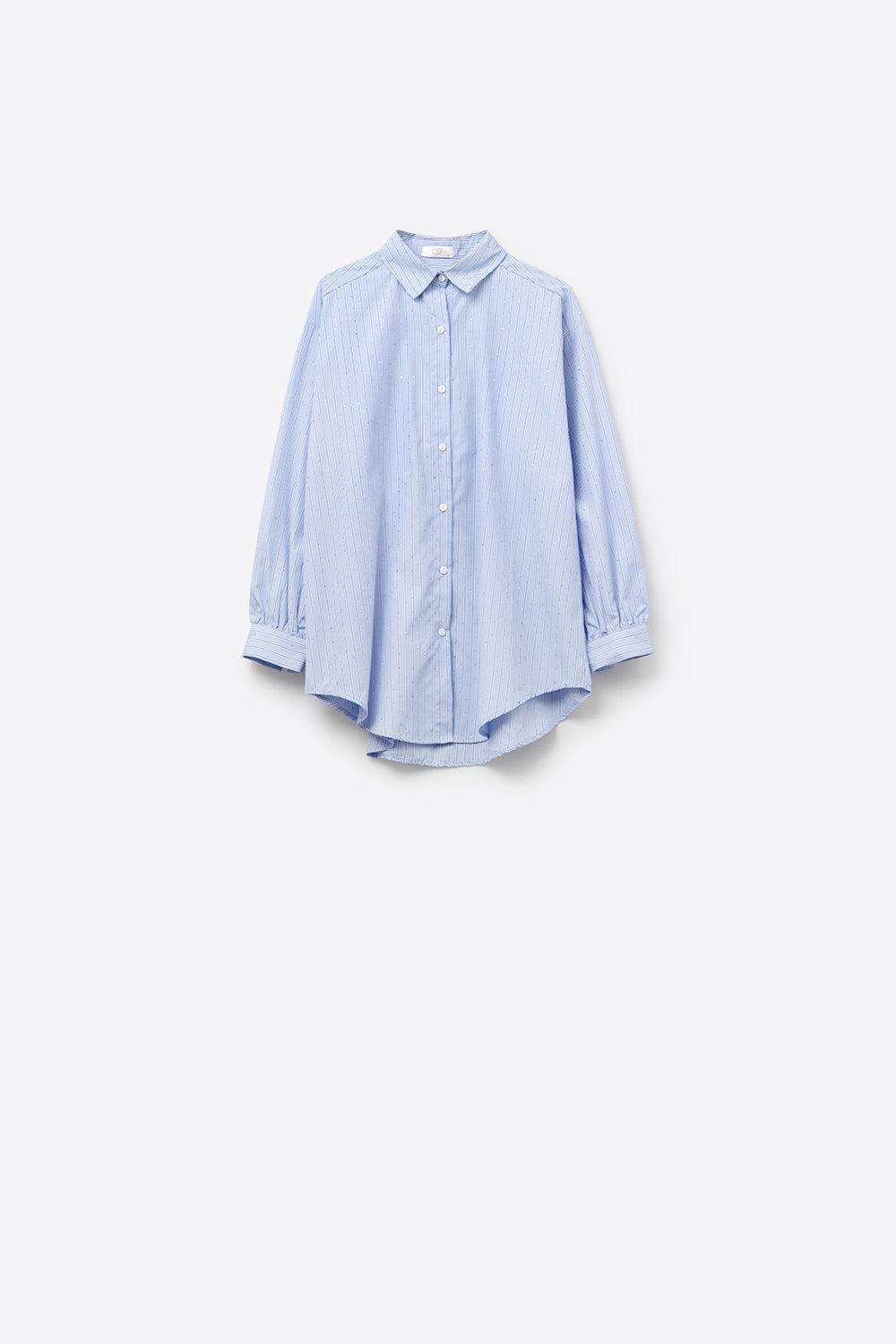 blue striped poplin shirt embellished with strass - Shirts