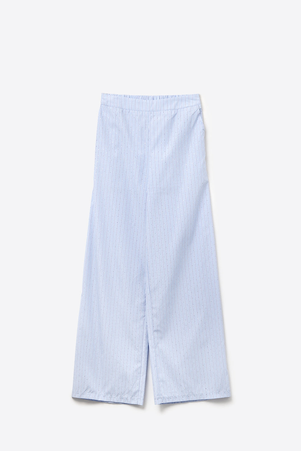 Blue Striped wide Leg Pants With strass Embellishment - trousers