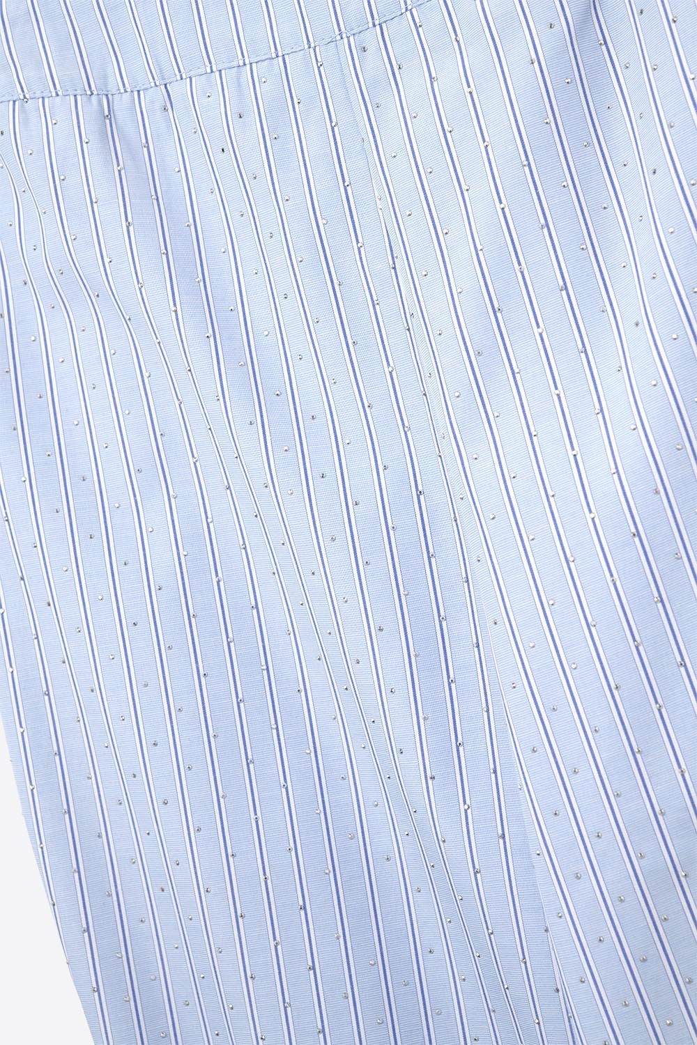 Blue Striped wide Leg Pants With strass Embellishment - trousers