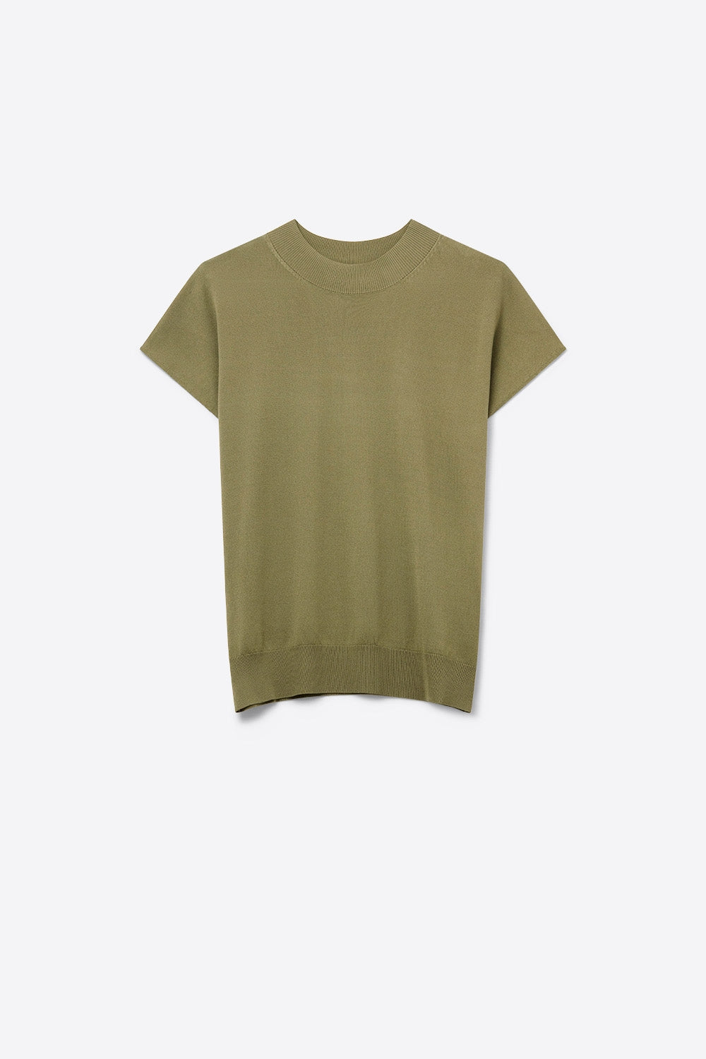Khaki turtleneck sweater with fitted short sleeves - Jumpers