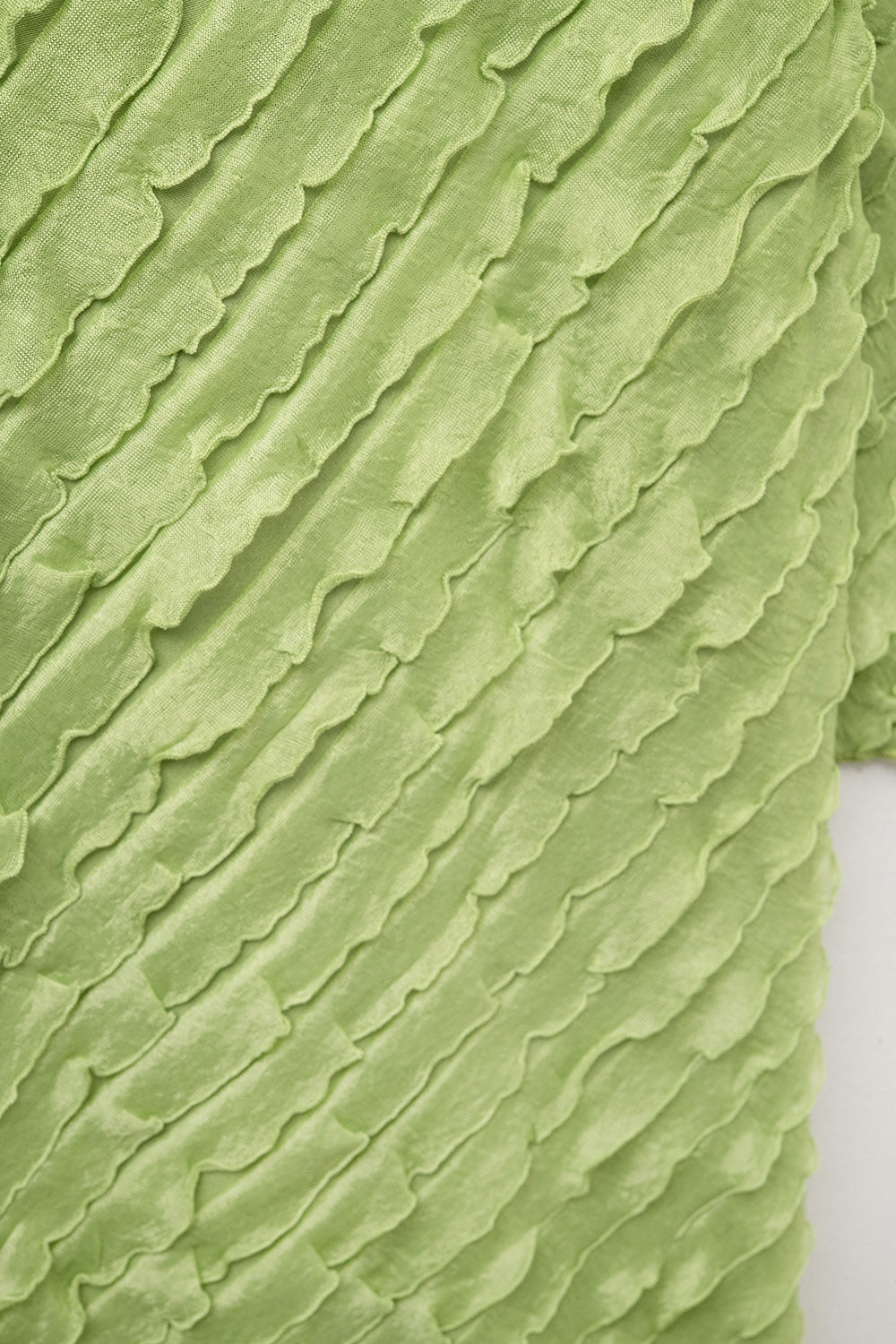 Green Maxi Dress With Bias mini Ruffle Design - dress