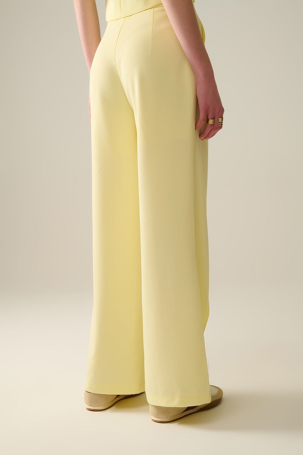 Wide Leg tailored pants In Yellow - trousers