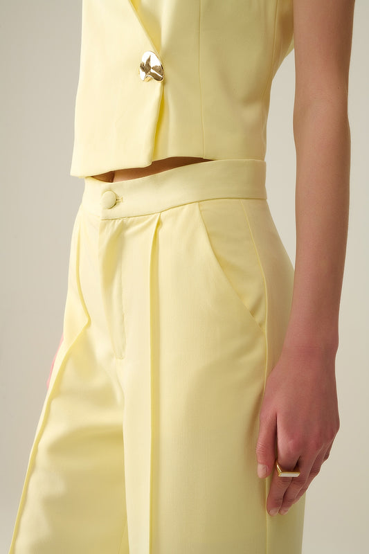 Wide Leg tailored pants In Yellow - trousers