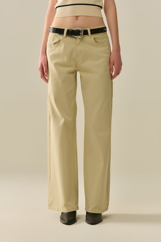 Beige Straight Pants wide leg - Coloured Jeans