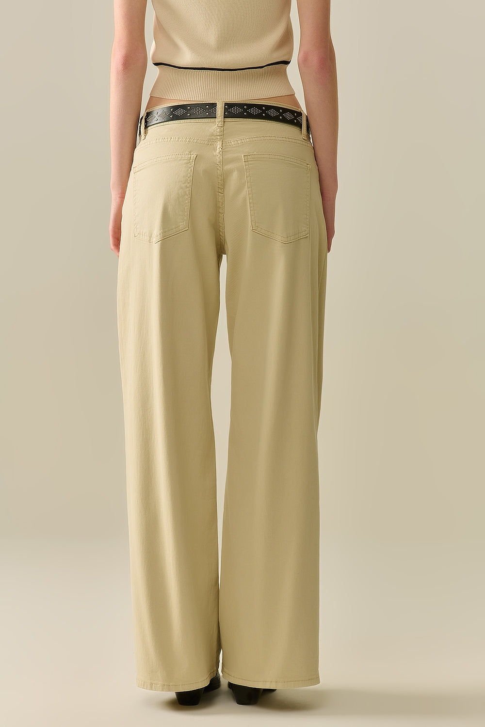 Beige Straight Pants wide leg - Coloured Jeans