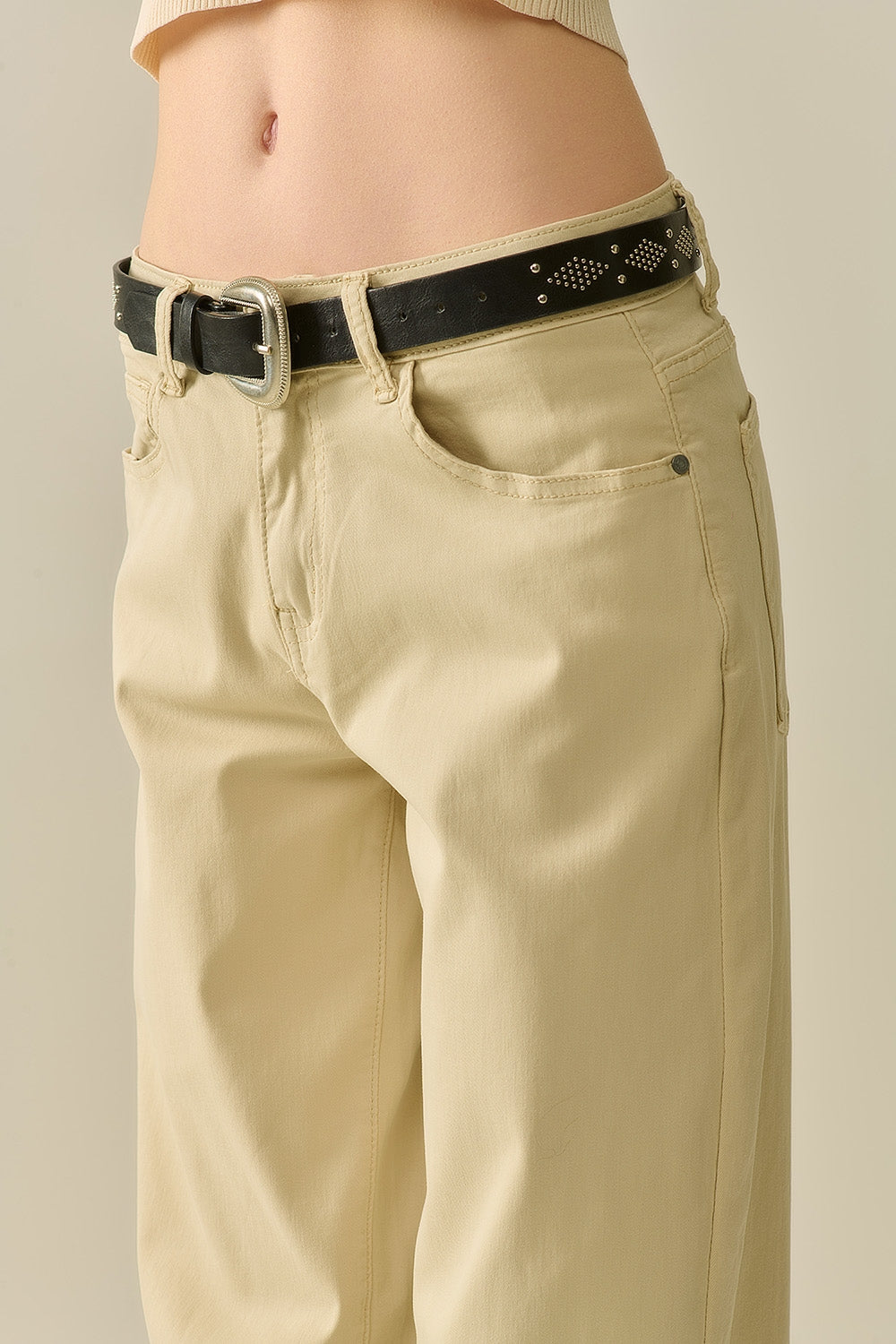 Beige Straight Pants wide leg - Coloured Jeans