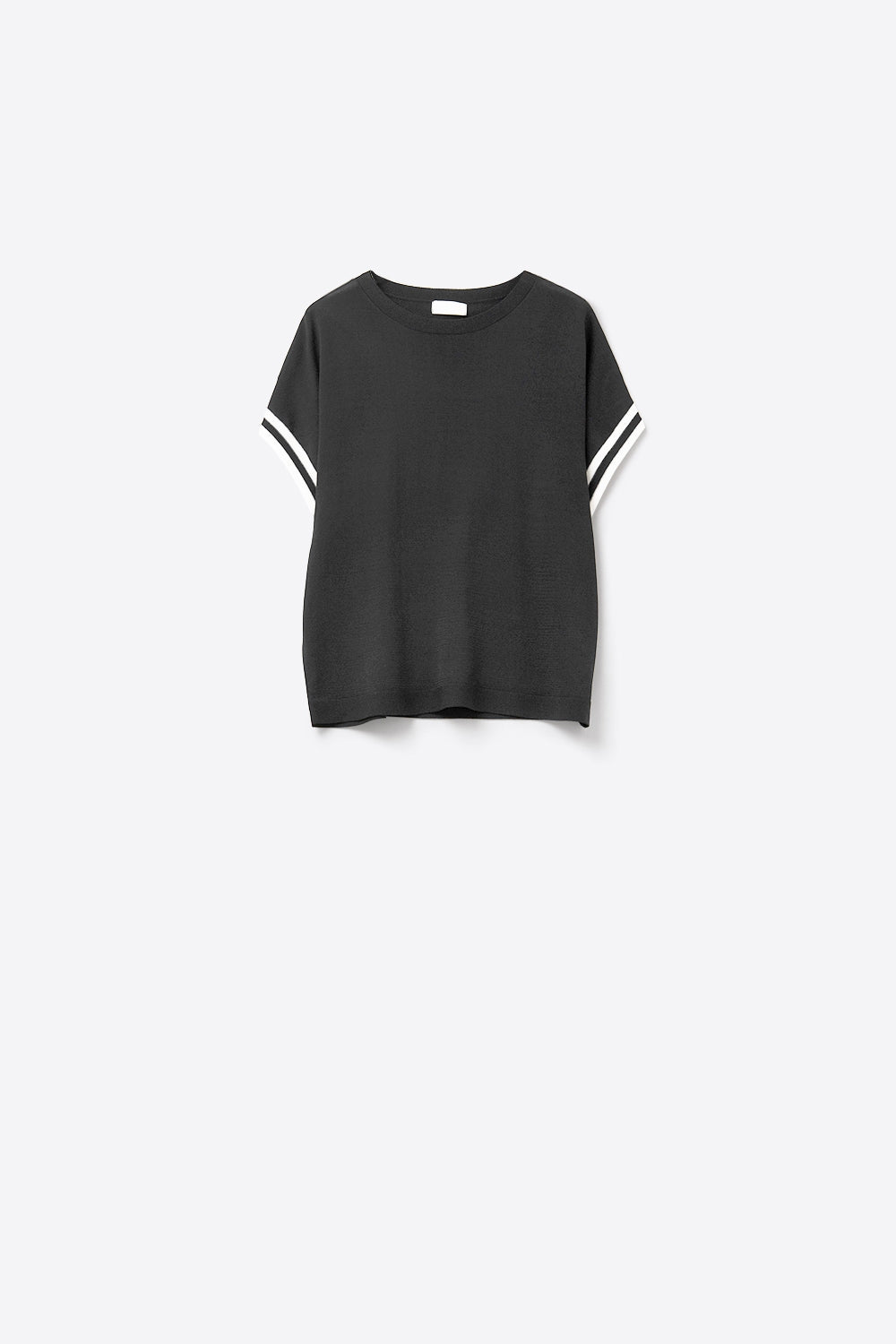 relaxed Sweater In Black with white contrast detail