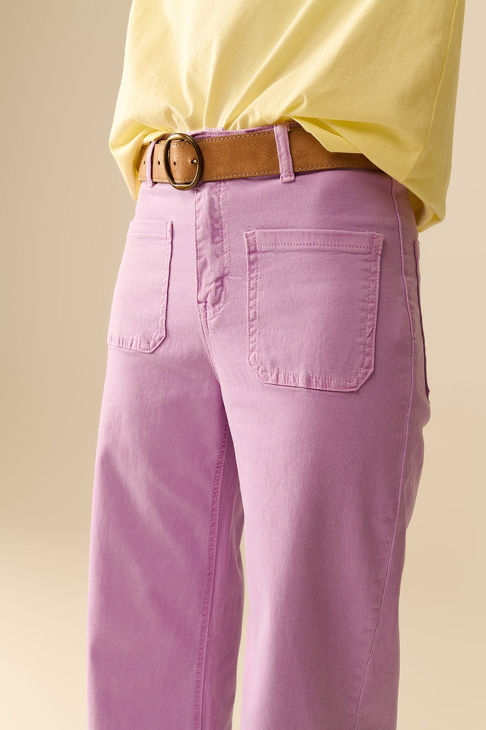 lilac Straight Leg pants With Front Pockets - Coloured Jeans