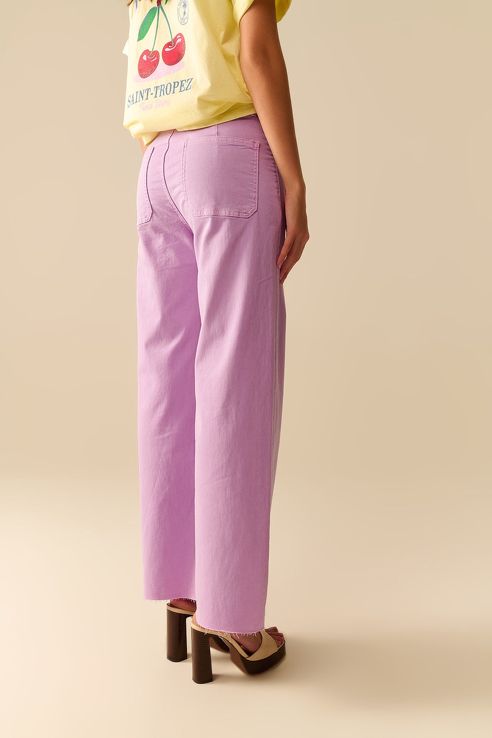 lilac Straight Leg pants With Front Pockets - Coloured Jeans