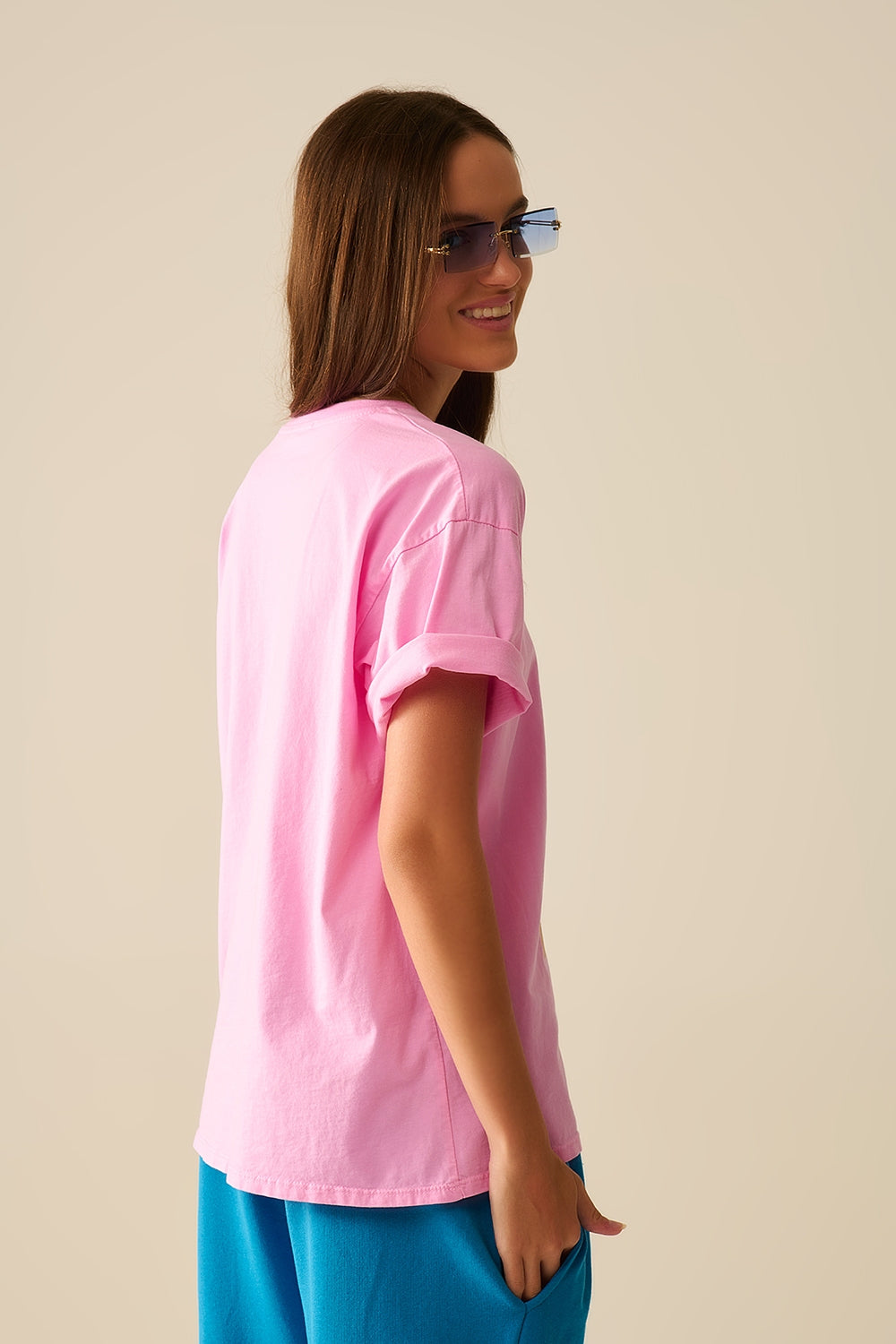 Pink T-shirt made in Italy with a vintage girl graphic - top