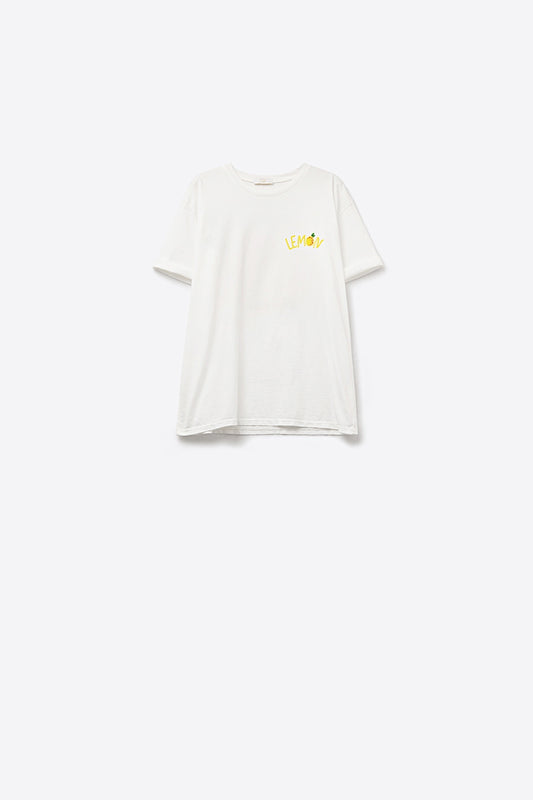 Made in Italy white t-shirt with Lemon graphic - top