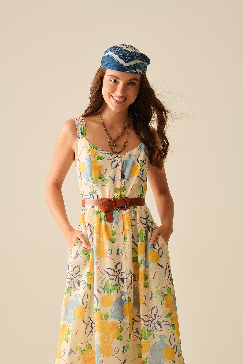 white maxi strapless dress with lemon print - dress