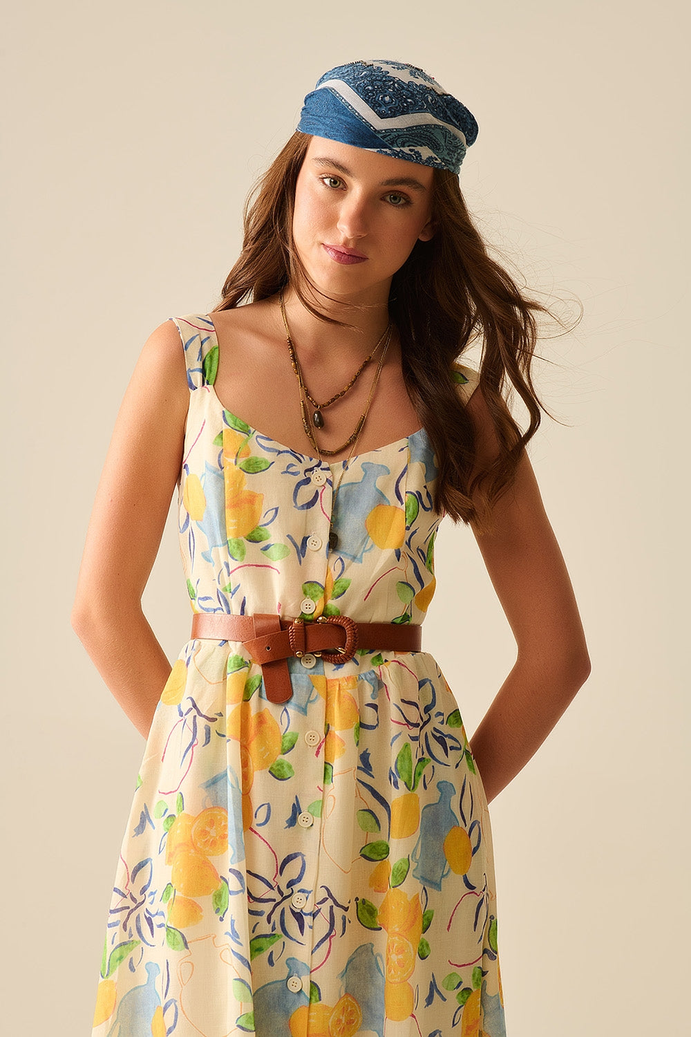 white maxi strapless dress with lemon print - dress