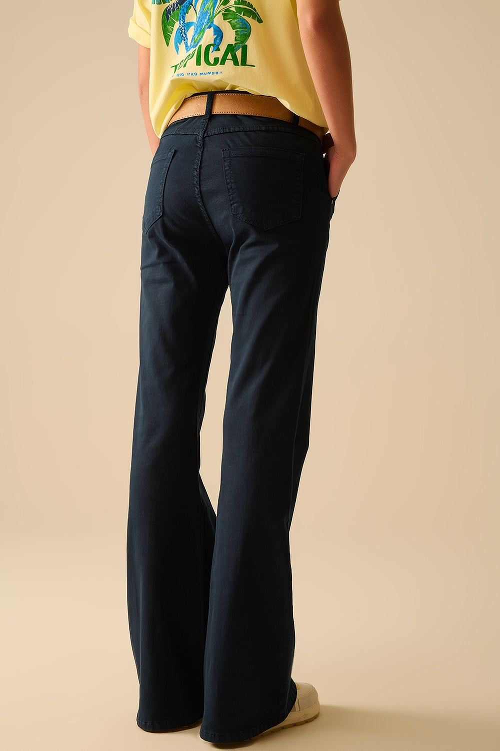 Comfy Stretcy Denim Navy Flared Jeans - Coloured Jeans