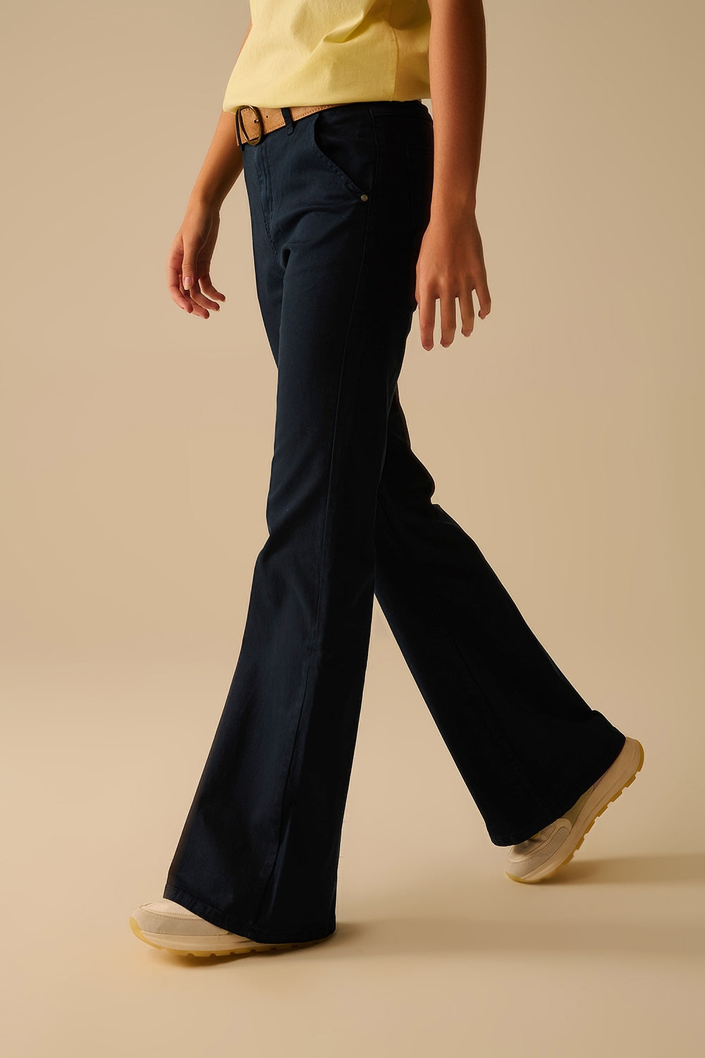 Comfy Stretcy Denim Navy Flared Jeans - Coloured Jeans