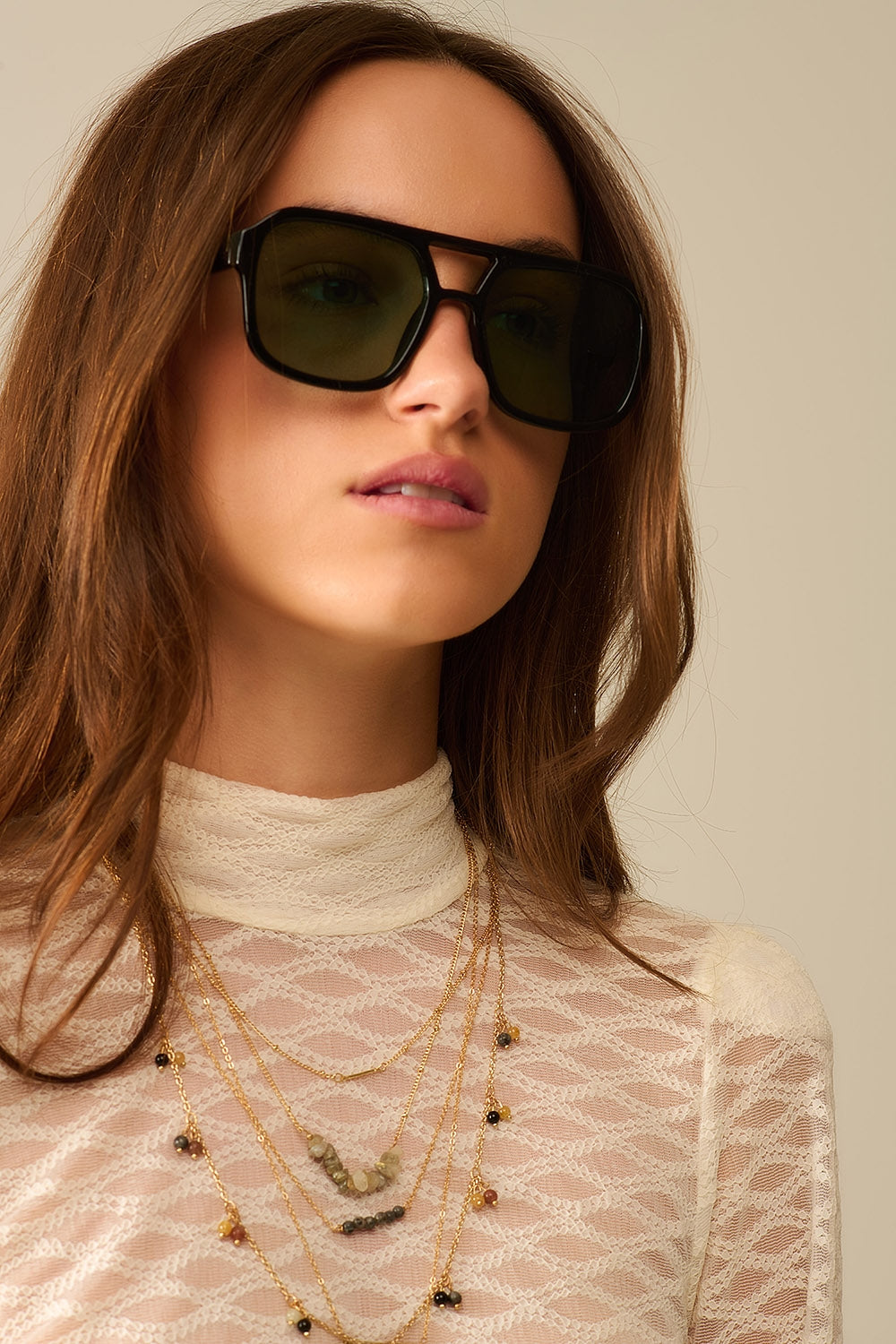 70´s Aviator Sunglasses In Black