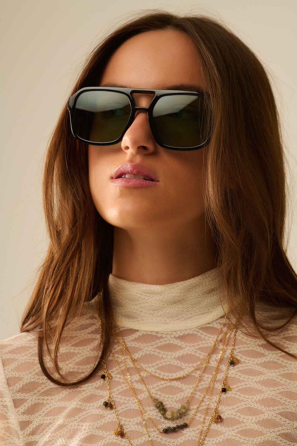 70´s Aviator Sunglasses In Black