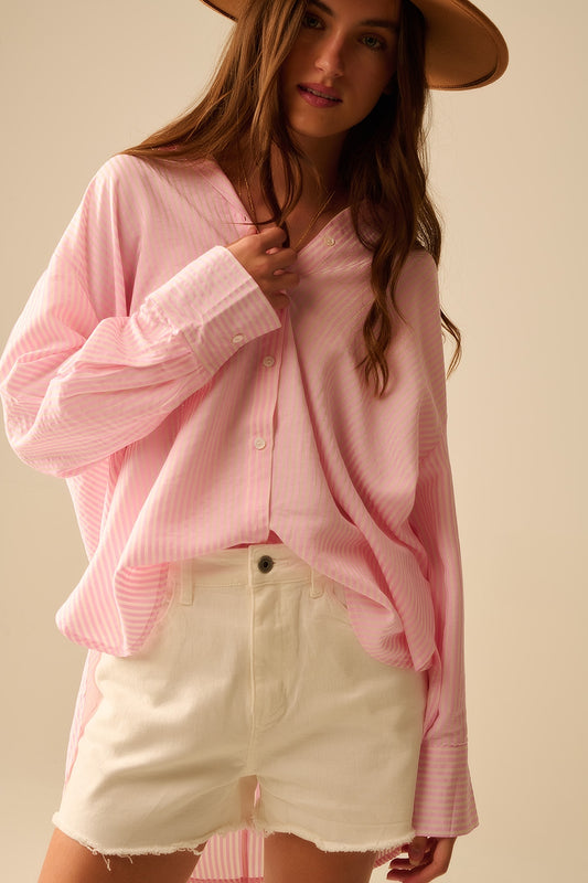 oversized baby pink shirt with bow in the back - Shirts