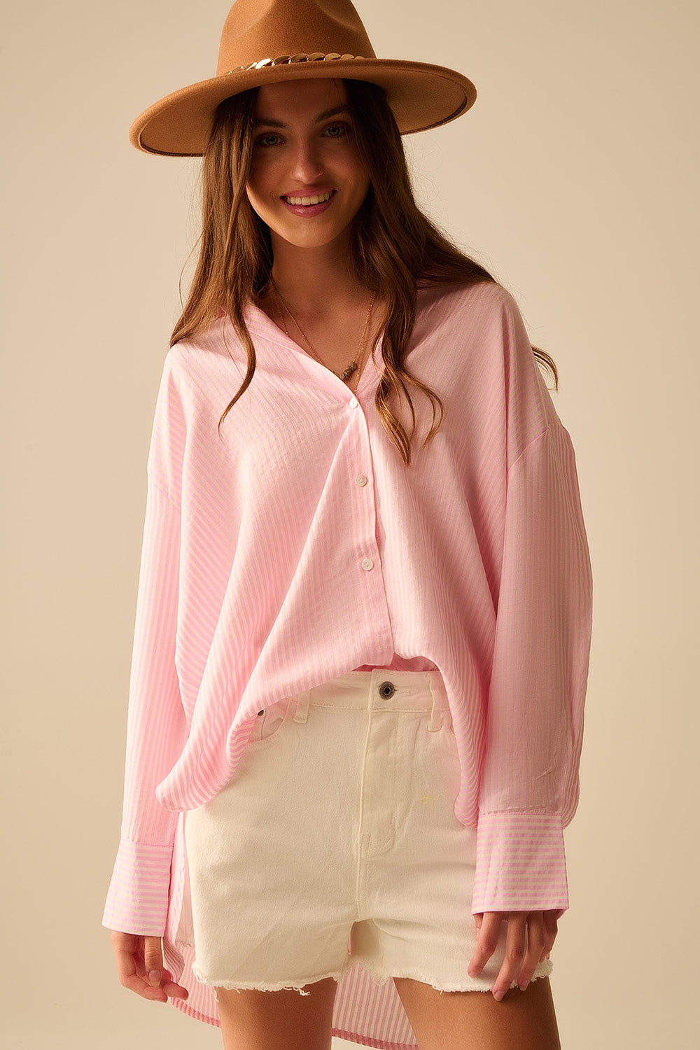 oversized baby pink shirt with bow in the back - Shirts