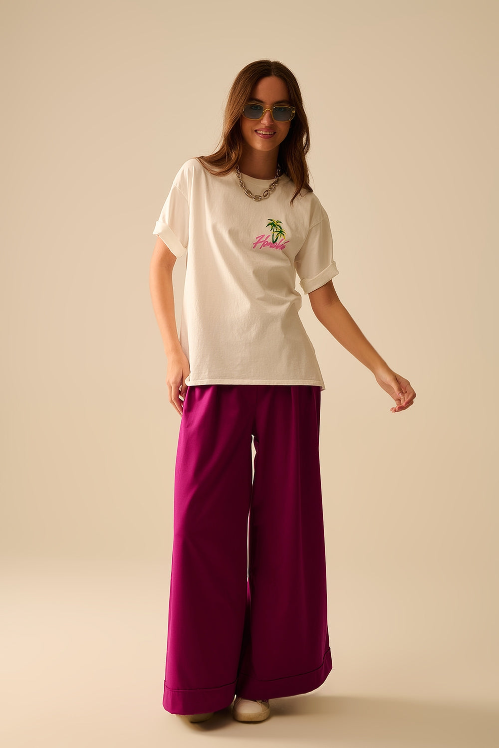 White t-shirt made in Italy with Honolulu graphic - top