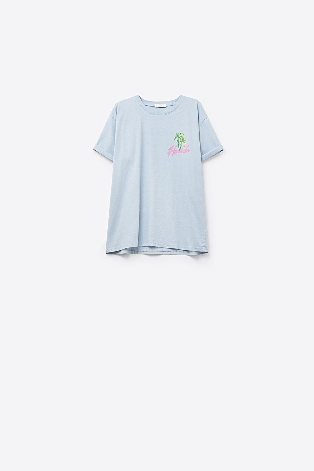 Blue t-shirt made in Italy with Honolulu graphic - top