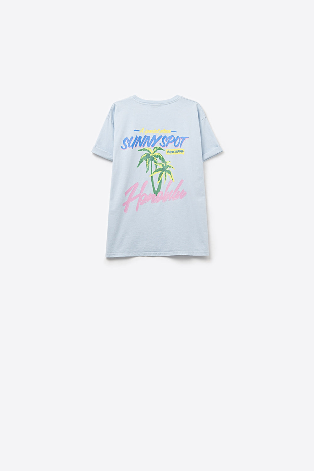 Blue t-shirt made in Italy with Honolulu graphic - top