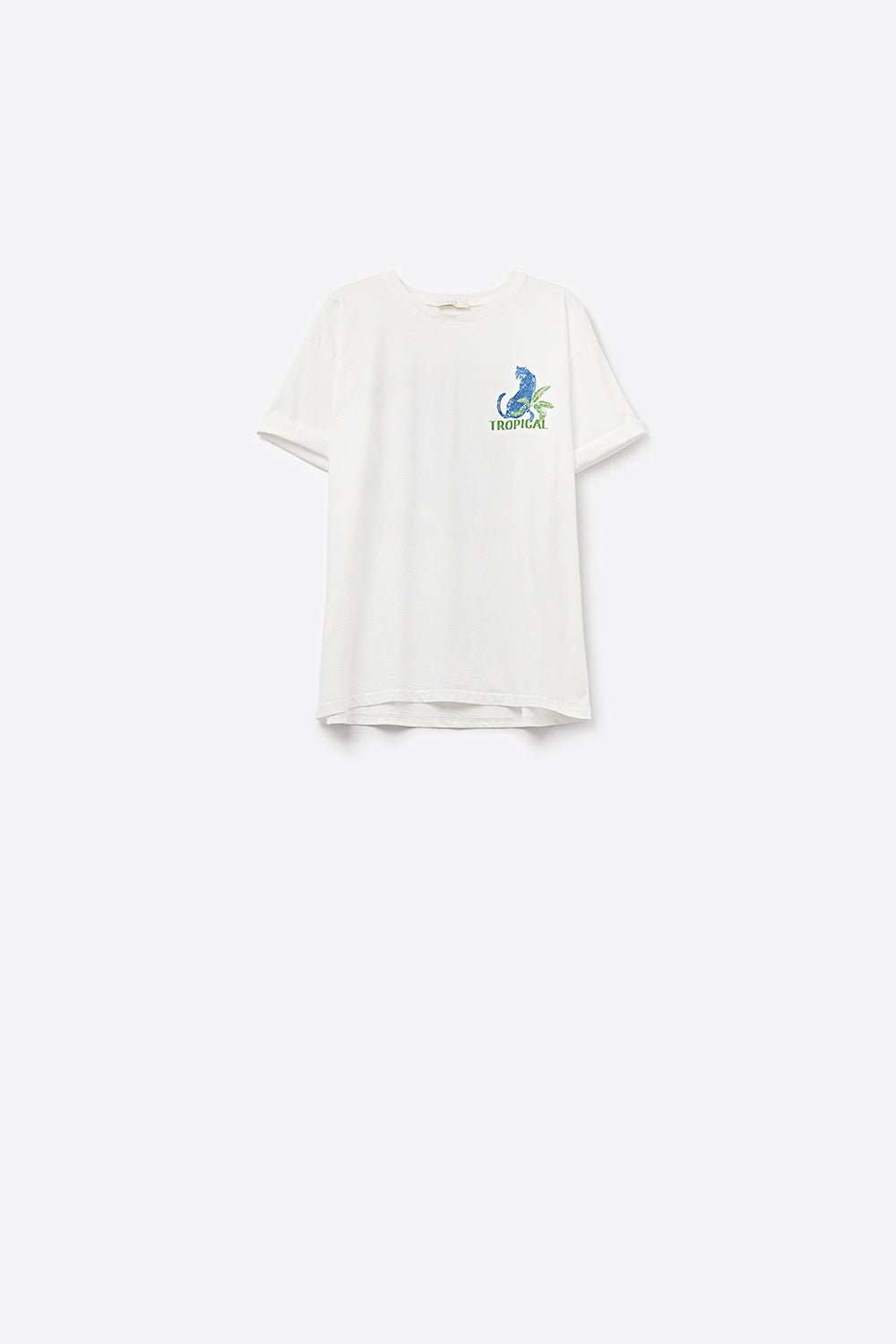White t-shirt made in Italy with tropical graphic print - top
