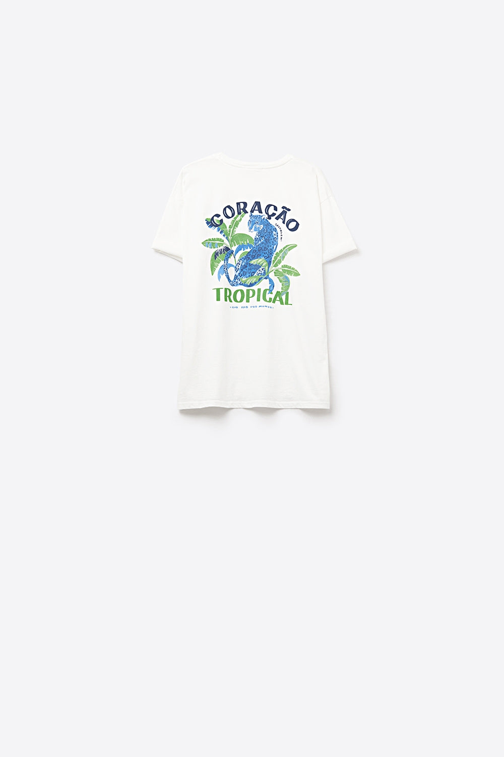 White t-shirt made in Italy with tropical graphic print - top