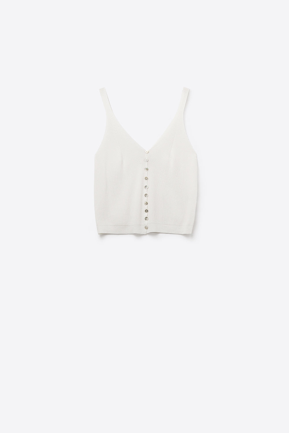 White Knit Buttoned Crop Top