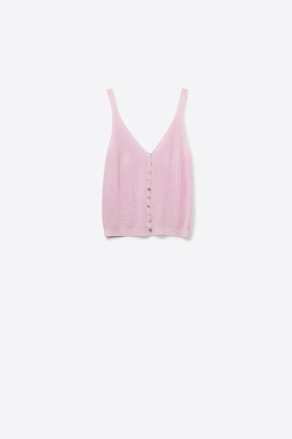 Baby pink Knit Buttoned Crop Top