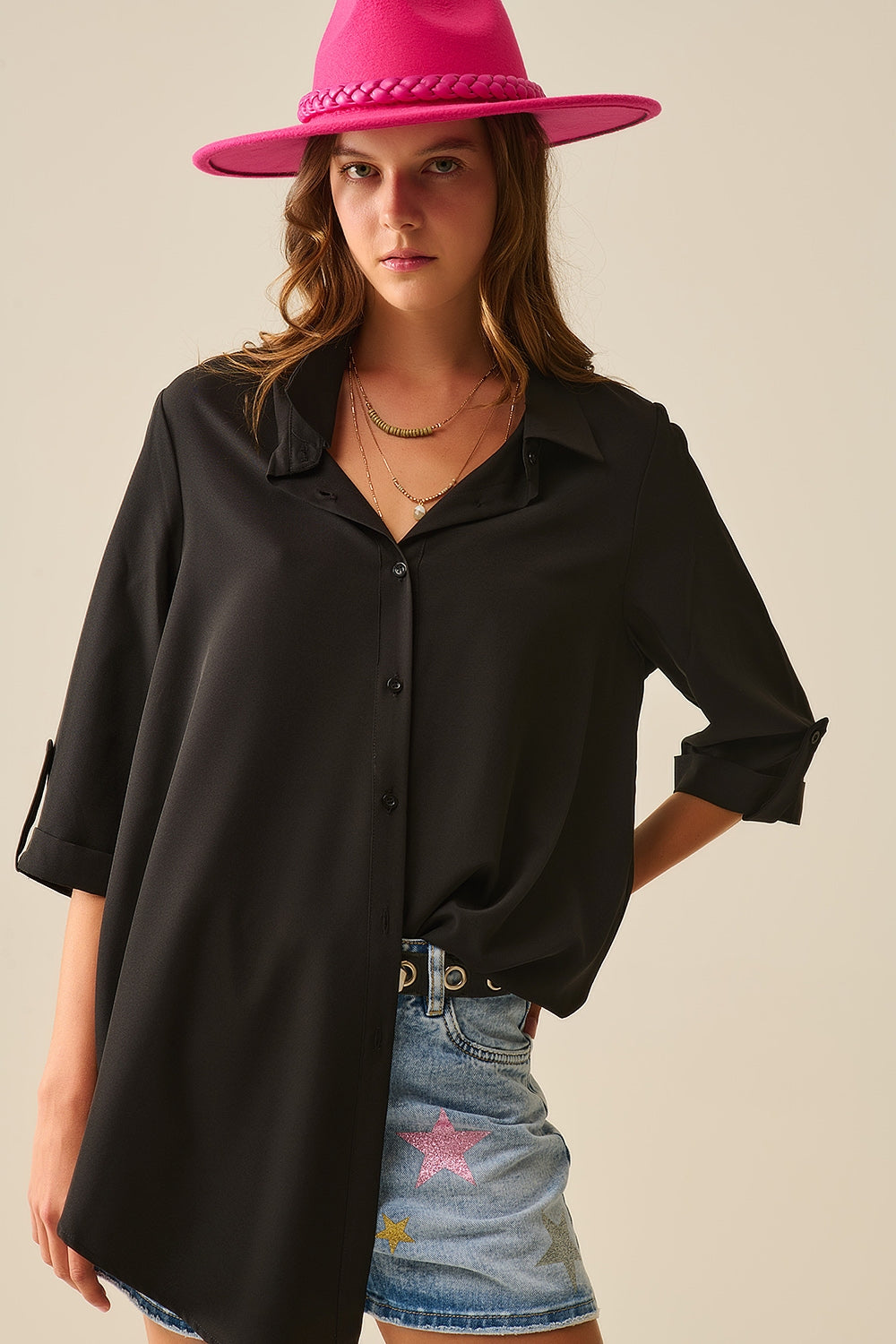 Shirt made of very soft and light fabric in black - Shirts