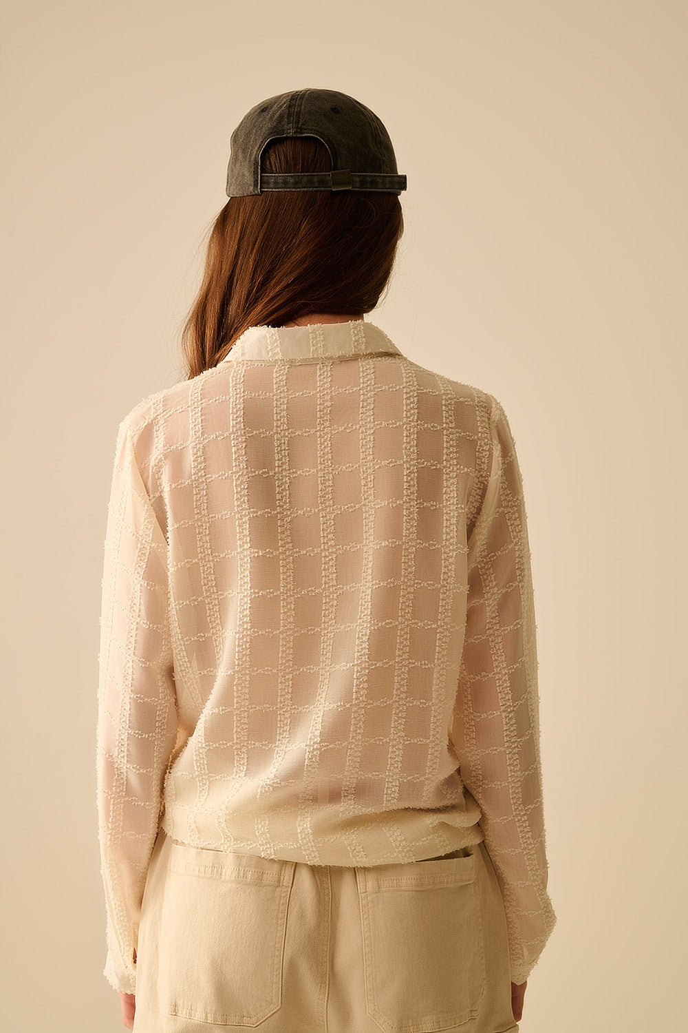 beige chiffon shirt with sequin detail - Shirts