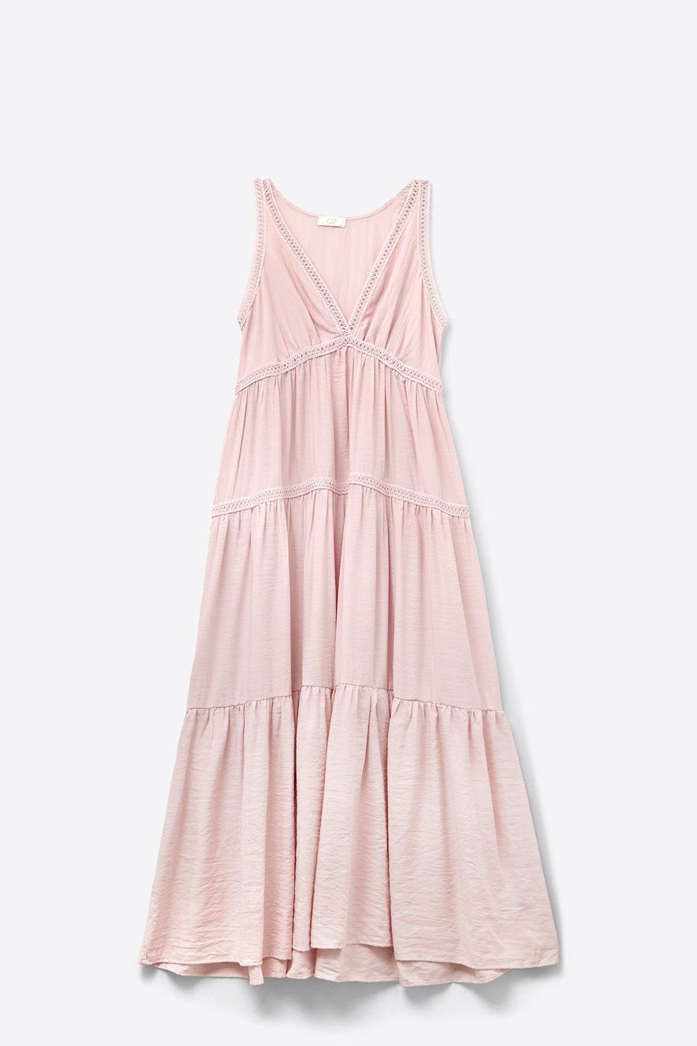 Pink Maxi Dress With Lace Details and boho style - dress