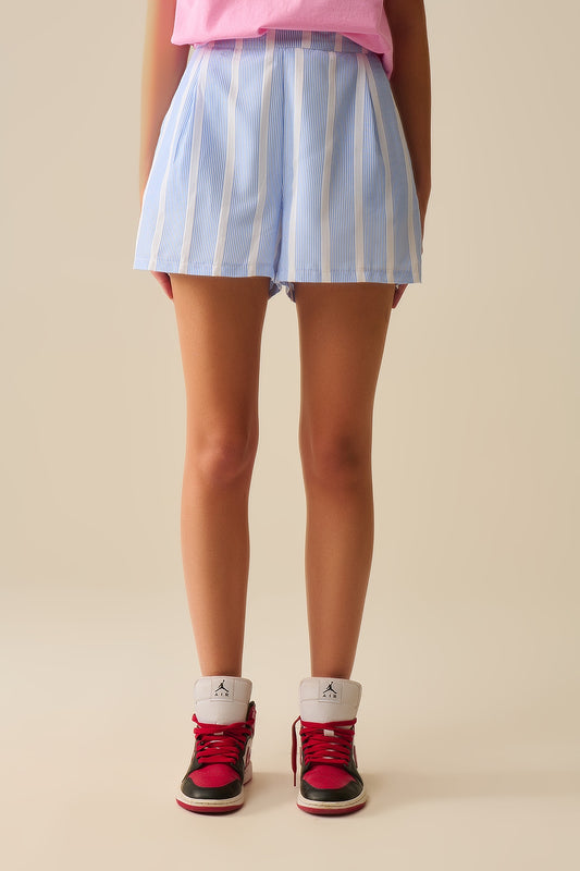 Blue and White Shorts with side pockets - trousers