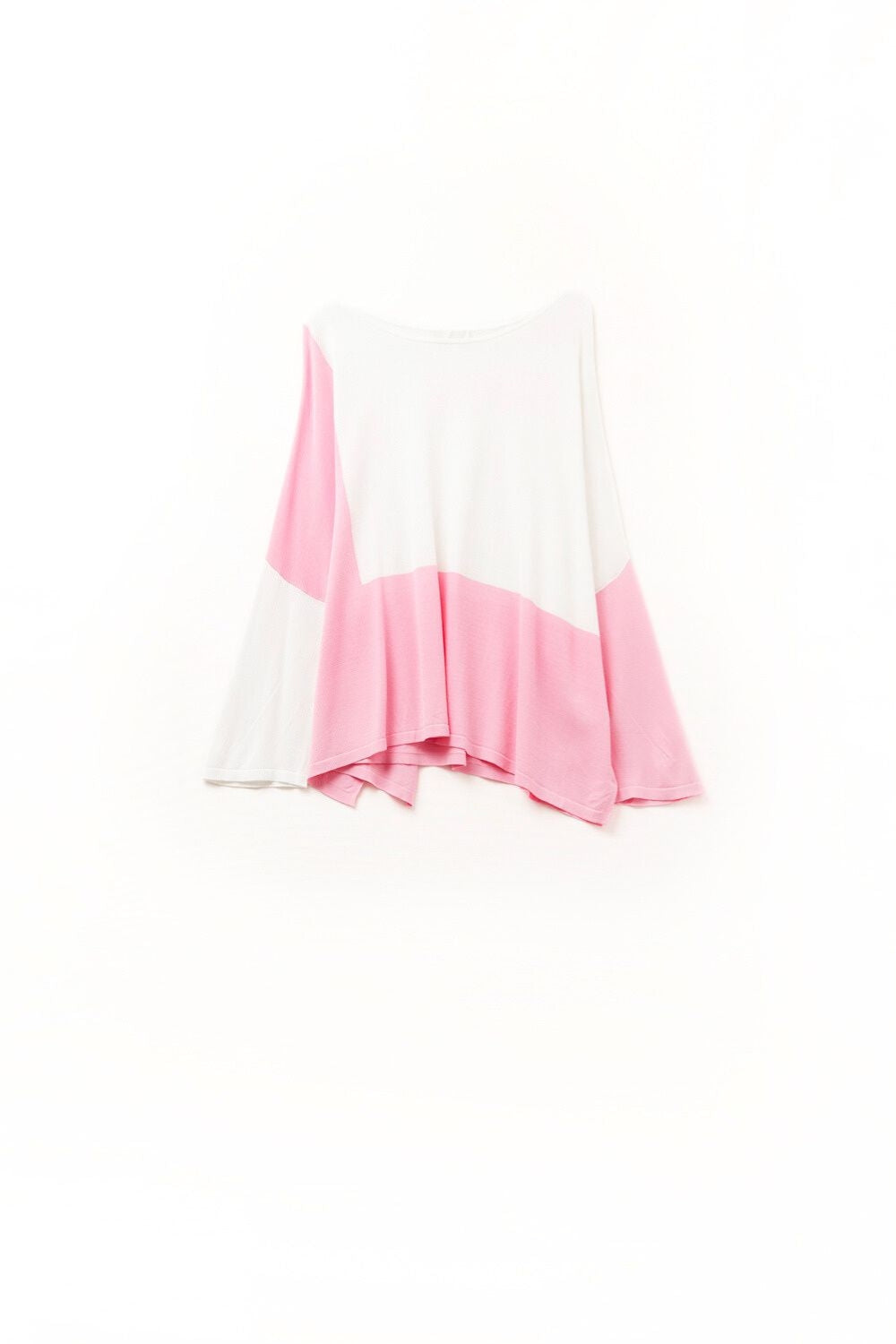 Color Block Bat Wing Sweater In White and pink