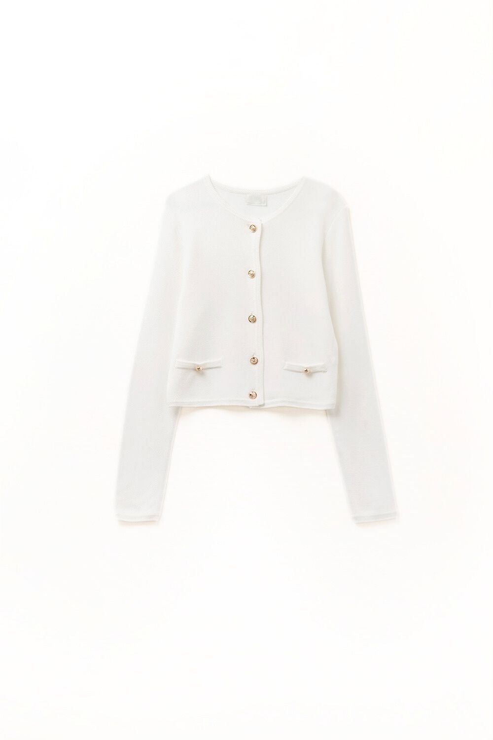 White Cardigan with Gold Buttons