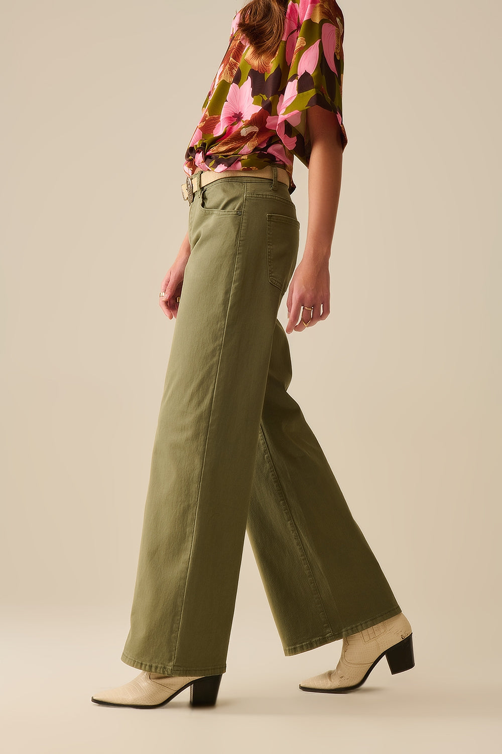 Green Straight Pants wide leg - Coloured Jeans