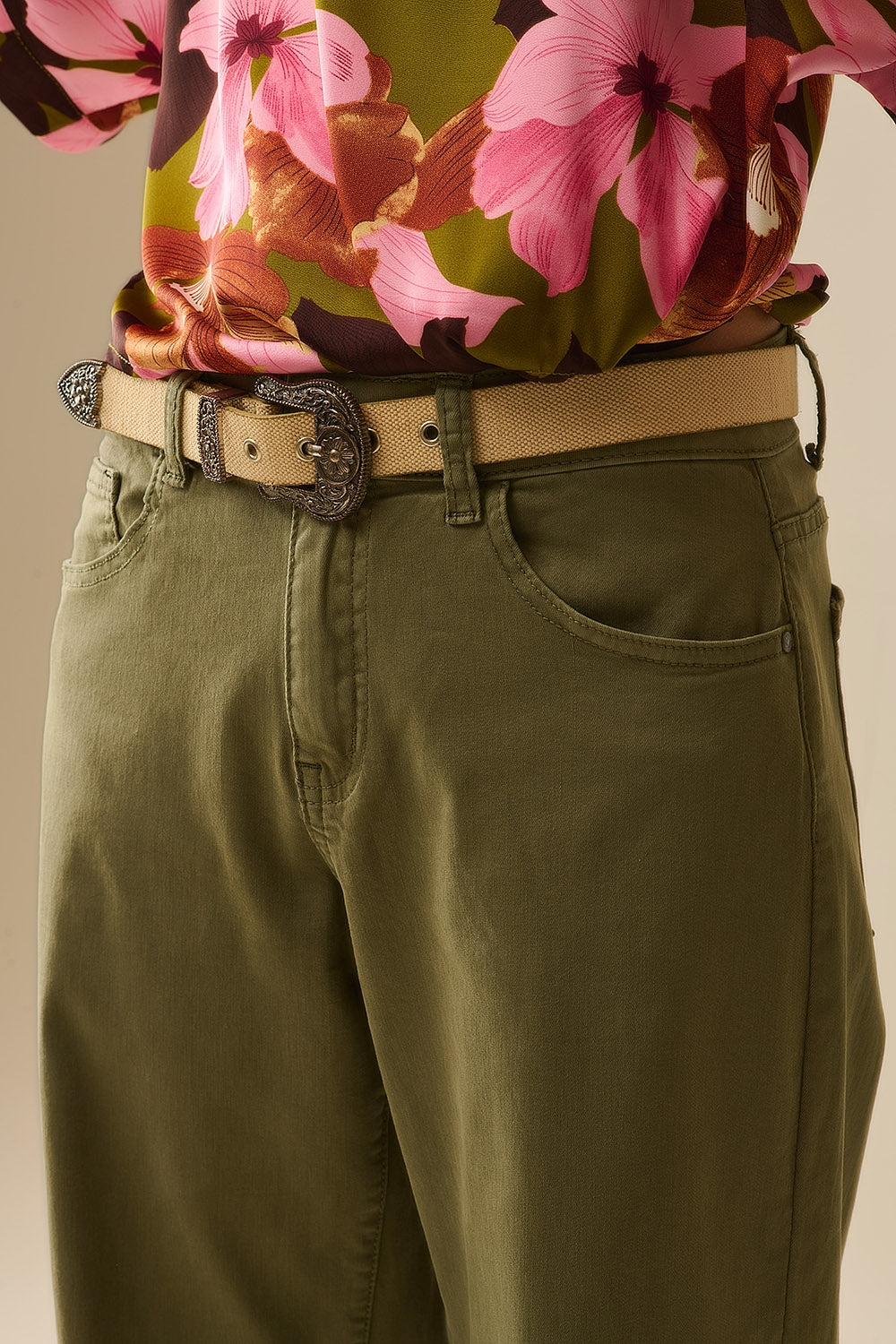 Green Straight Pants wide leg - Coloured Jeans