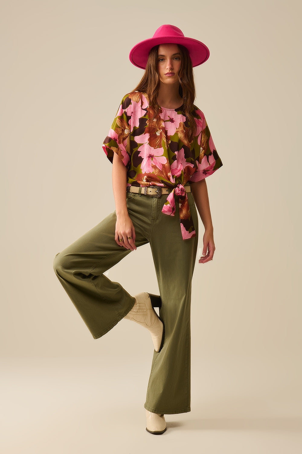 Green Straight Pants wide leg - Coloured Jeans