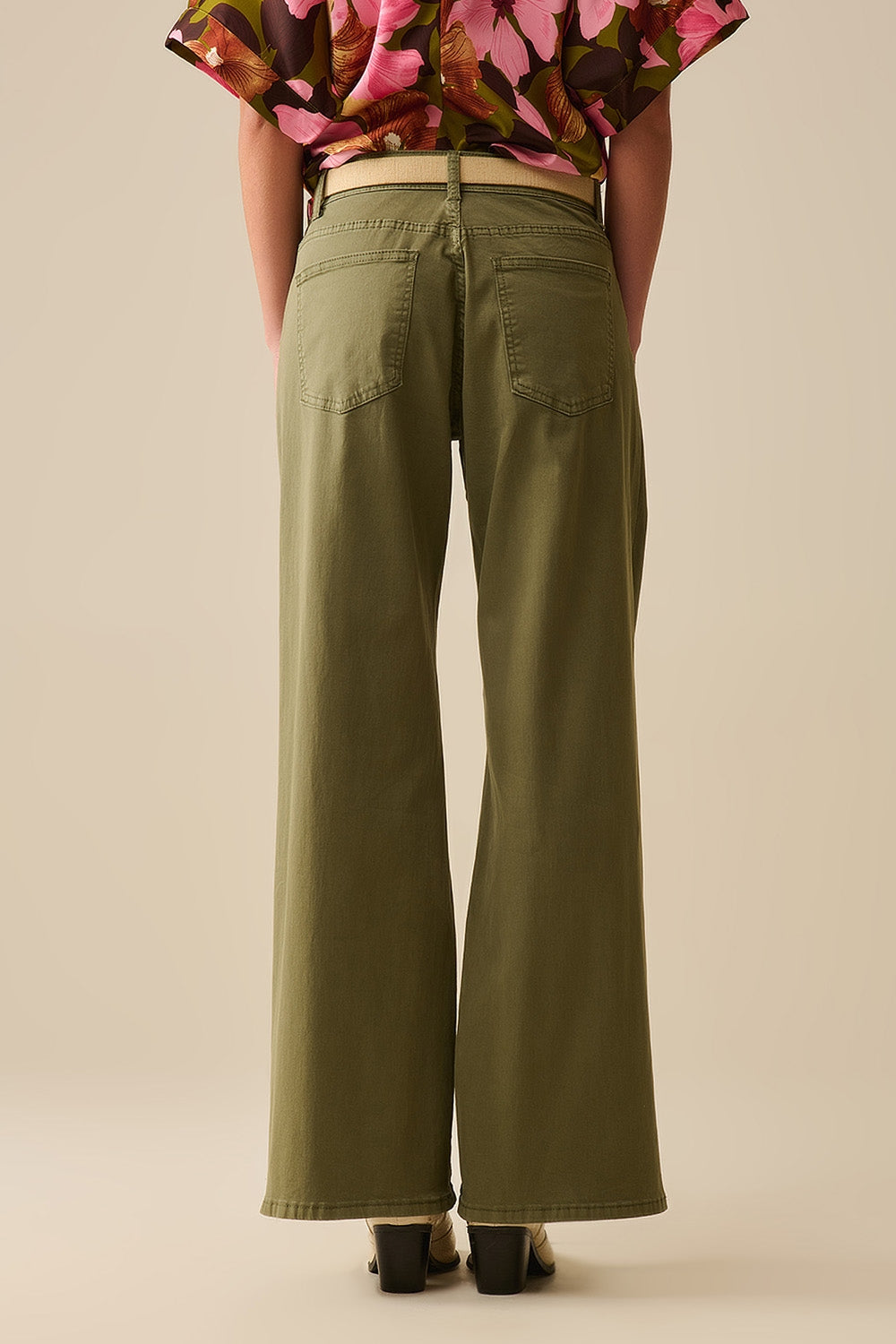 Green Straight Pants wide leg - Coloured Jeans