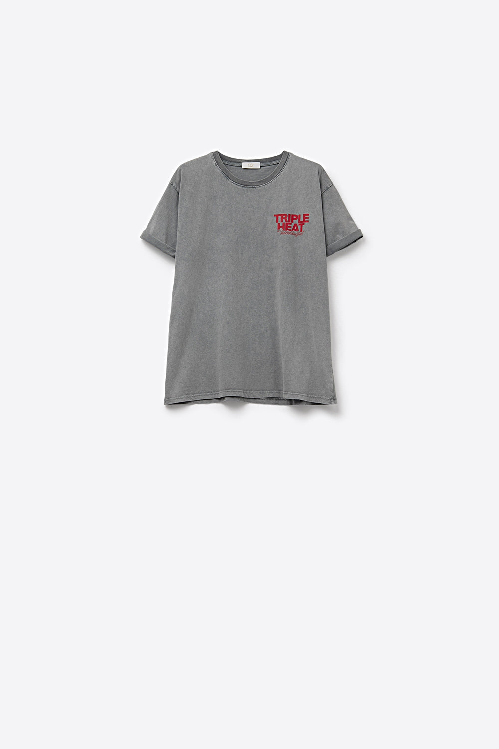 Washed grey relaxed fit Short Sleeve TRIPLE HEAT LOGO T-shirt - top
