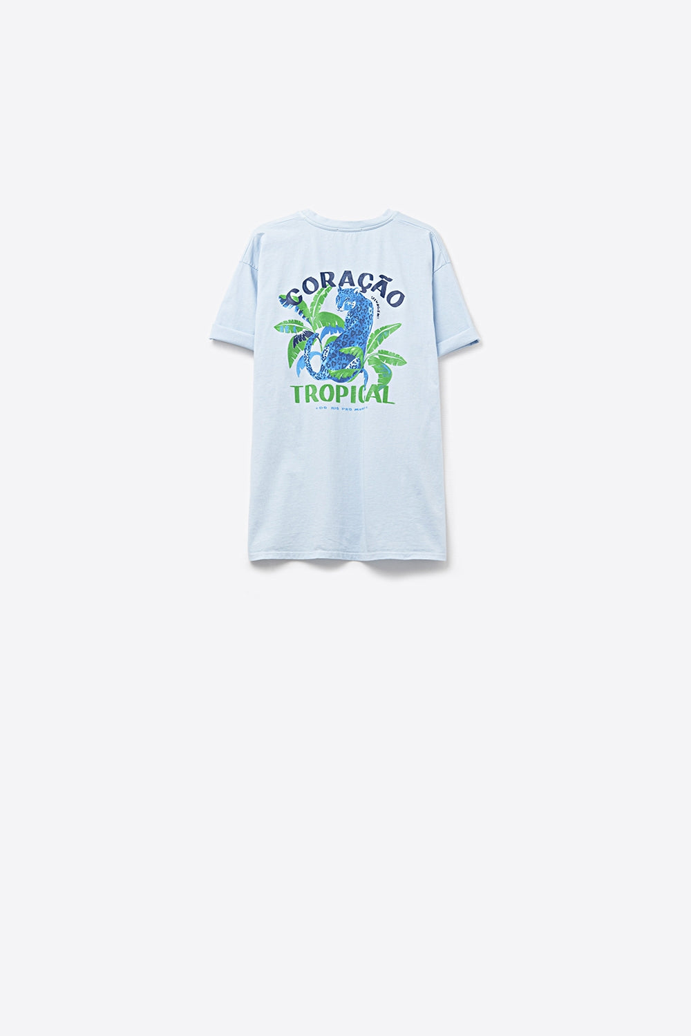 Blue t-shirt made in Italy with tropical graphic print - top