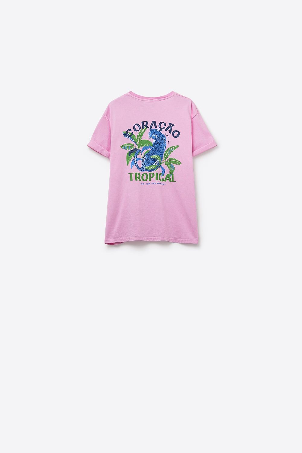 Pink t-shirt made in Italy with tropical graphic print - top