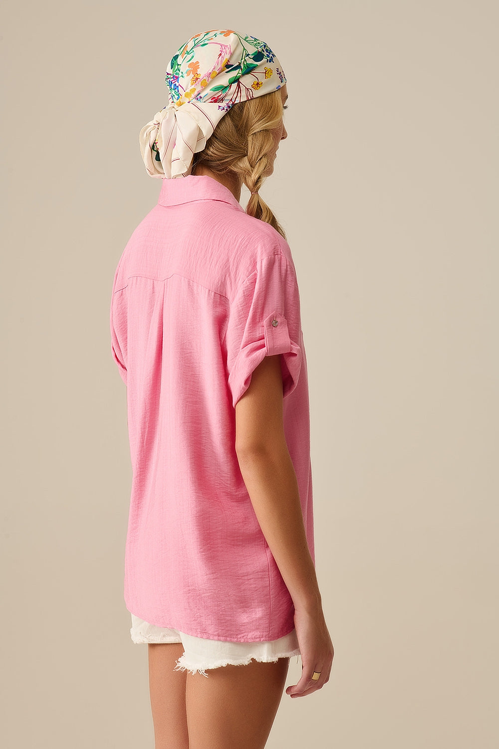 Short sleeve blouse in light pink - Shirts