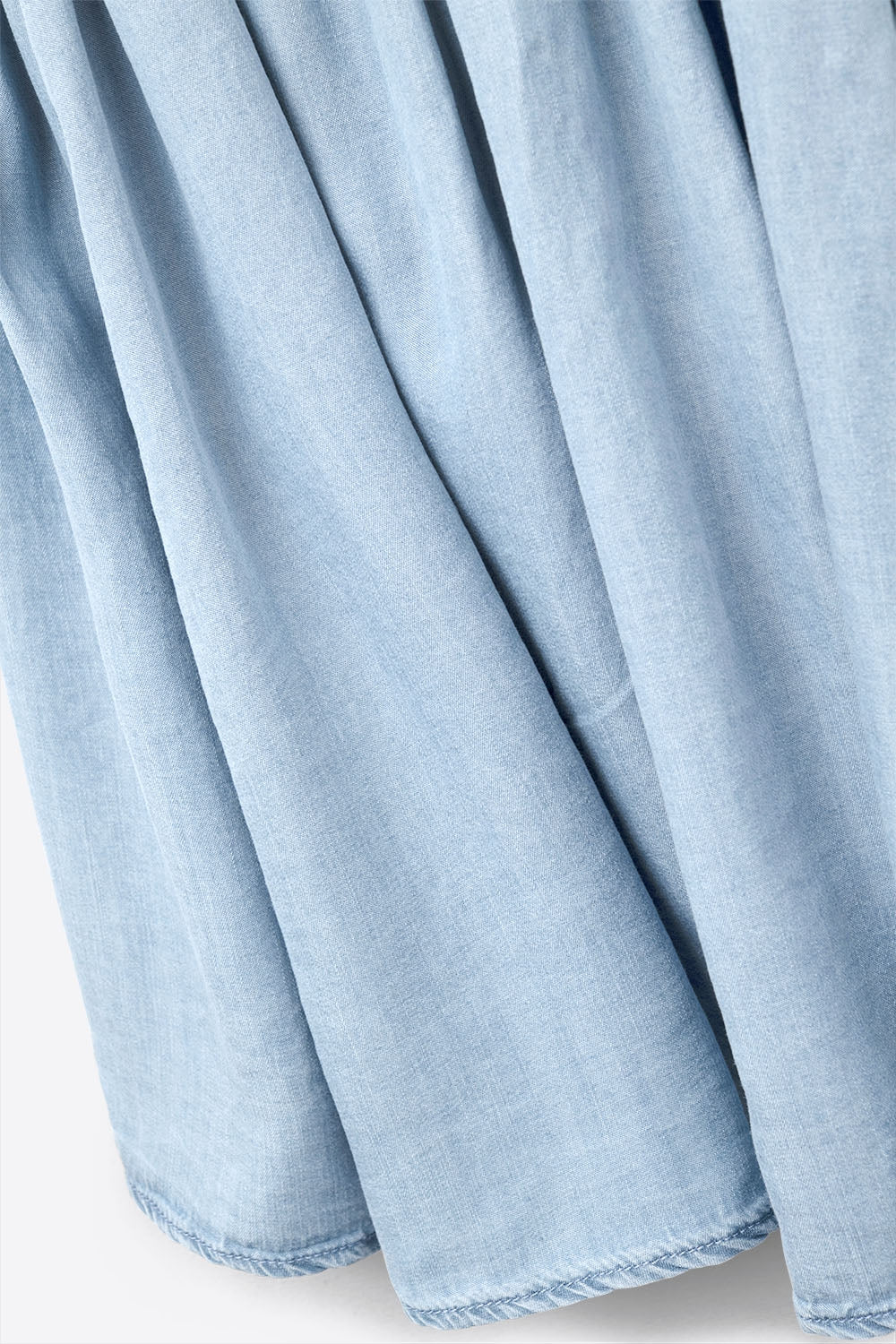 Tencel fabric Top with Rouched Straps in Blue