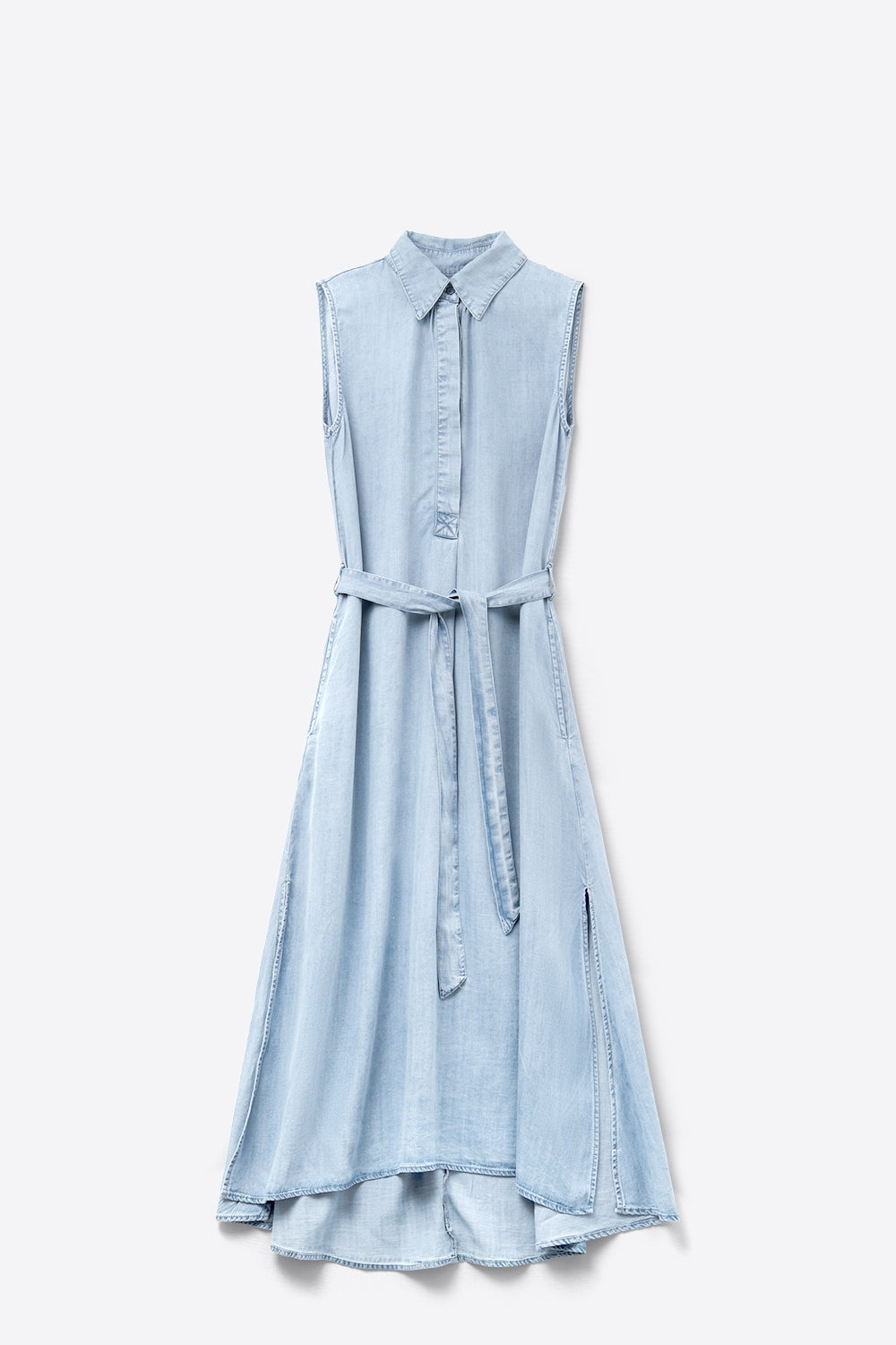 Sleeveless tencel fabric shirt dress in Blue - dress