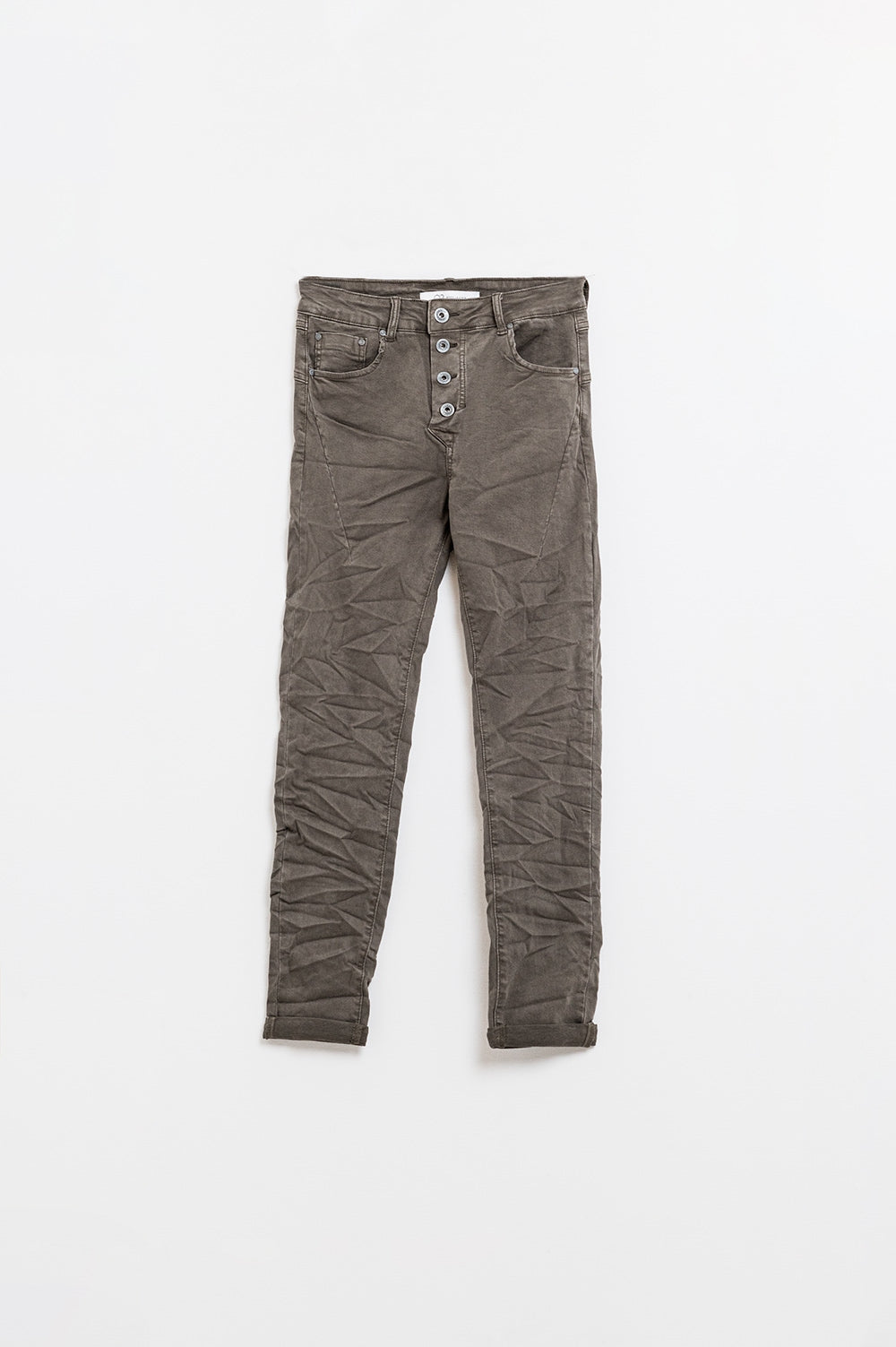 Exposed buttons skinny jeans in gray - trousers
