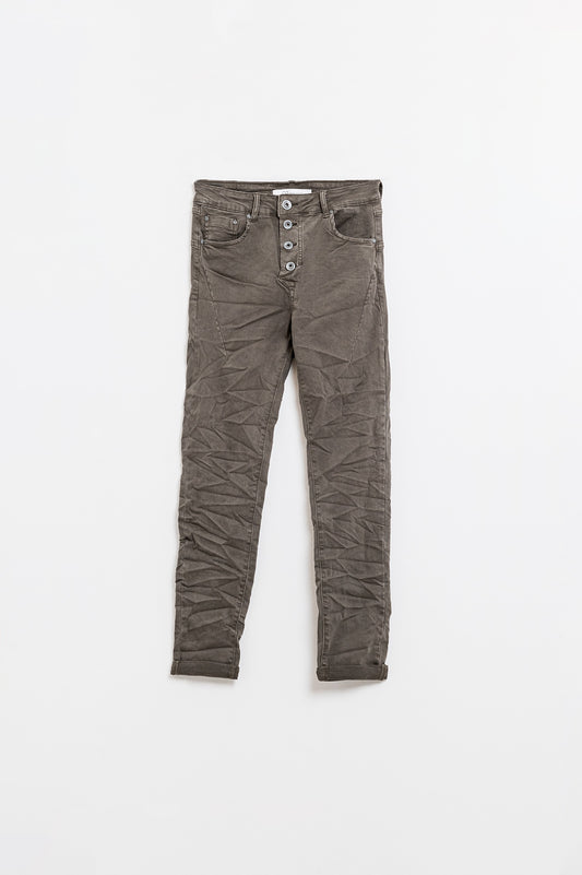 Exposed buttons skinny jeans in gray - trousers